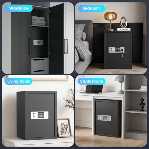 Locksworth Safe 1.92 Cubic Feet Safe Box with Electronic Keypad & Keys, Digital Security Lock Box for Home and Business Use, Money, Valuables, Guns, Jewelry and Documents, 13.8"W x 12.2"D x 19.7"H - size: 1.92 Cubic Feet