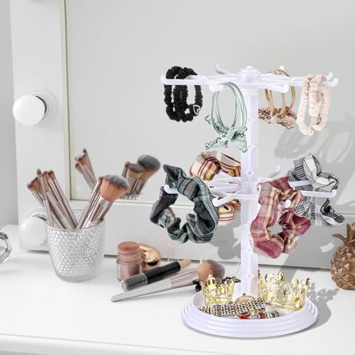 Yuntau 2 Pcs 2 Tier Keychain Display Stand for Bracelet, Rotating - color: White