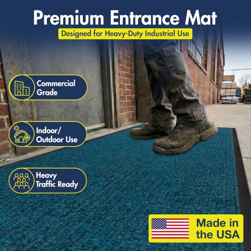 Notrax 109 Industrial Door Mat, 3' x 6' Blue, Made in the USA - color: Slate Blue, size: 3' x 6' (Rectangular)