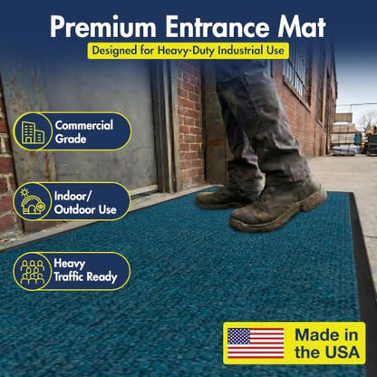 Notrax 109 Industrial Door Mat, 3' x 6' Blue, Made in the USA - color: Slate Blue, size: 3' x 6' (Rectangular)