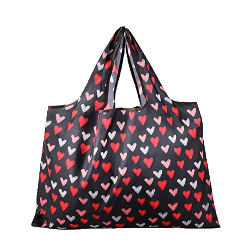 Reusable Grocery Bag, 2 Packs Large Washable - color: L-heart