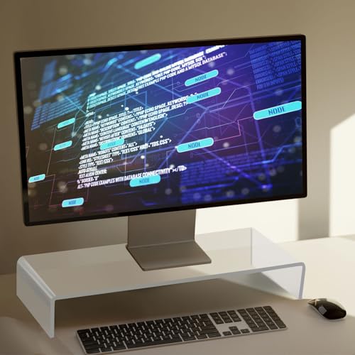 Jetec 2 Pcs Acrylic Monitor Stand Desktop Computer, Clear, 20 x 8 x 3 Inch - color: Clear, size: 20 x 8 x 3 Inch