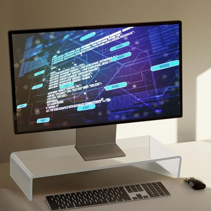 Jetec 2 Pcs Acrylic Monitor Stand Desktop Computer, Clear, 20 x 8 x 3 Inch - color: Clear, size: 20 x 8 x 3 Inch