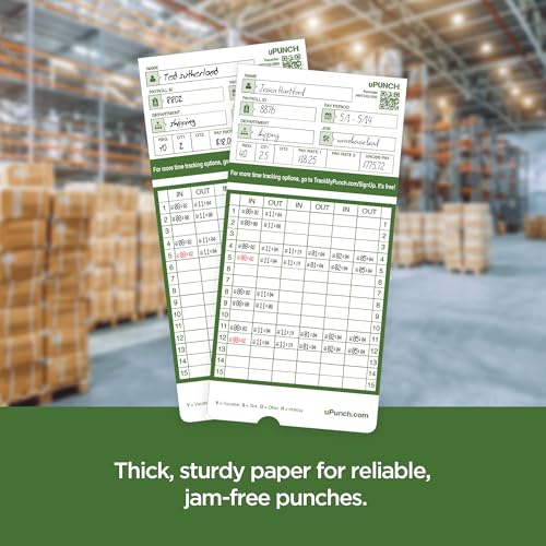 uPunch Time Clock Cards Hn3000, Two Sides, 7.37 X 3.37, 50/Pack - color: 50 Upunch Time Cards
