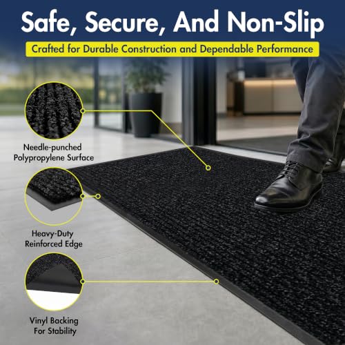 Notrax 109 Industrial Door Mat, 3' x 6' Charcoal, Made in the USA - color: Charcoal, size: 3' x 6' (Rectangular)