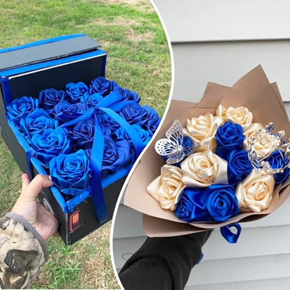 7/8in Polyester Blue Satin Ribbon 100Yds Wedding Craft Gift Wrap - color: Blue, size: 100Yards