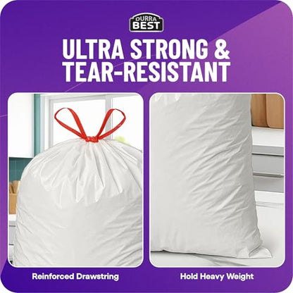 Heavy-Duty Trash Bags – 120 count, 18 Gallon White, Ultra Thick Drawstring Garbage Bags – Leak-Resistant for Home & Commercial Use, Big Trash Bags, Made in USA - color: White, size: 1 Count (Pack of 120)