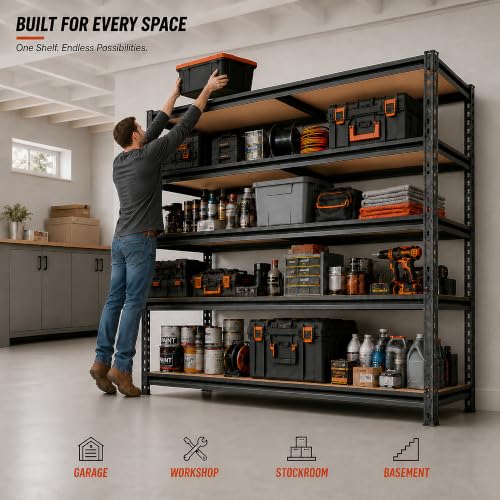 Garage Storage Shelves, Heavy Duty Metal Shelving, 2650LBS, 48" W - size: 24"D x 48"W x 72"H