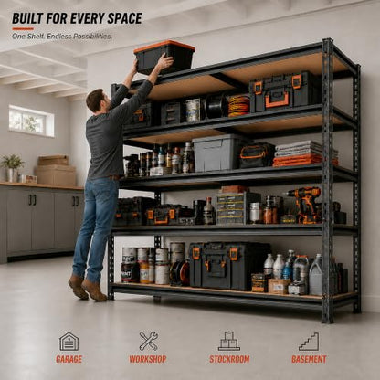 Garage Storage Shelves, Heavy Duty Metal Shelving, 2650LBS, 48" W - size: 24"D x 48"W x 72"H