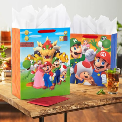 Hallmark Nintendo Super Mario Brothers Gift Bags (1 Large, 1 Extra Large)