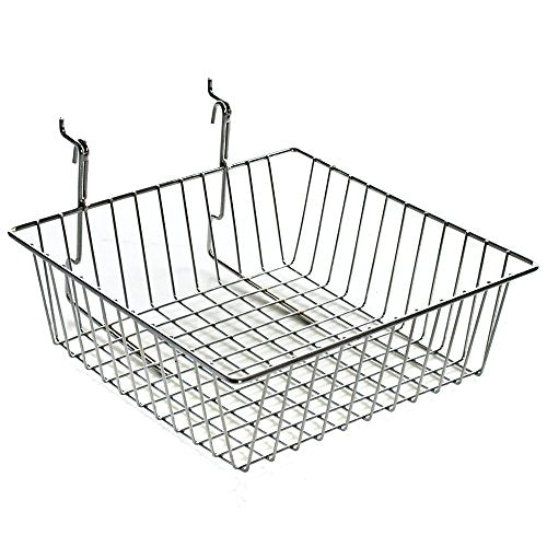 Azar Displays 300621-2pack Wire Basket, Chrome (Pack of 2) - size: 12"W x 12"D 4.25"H