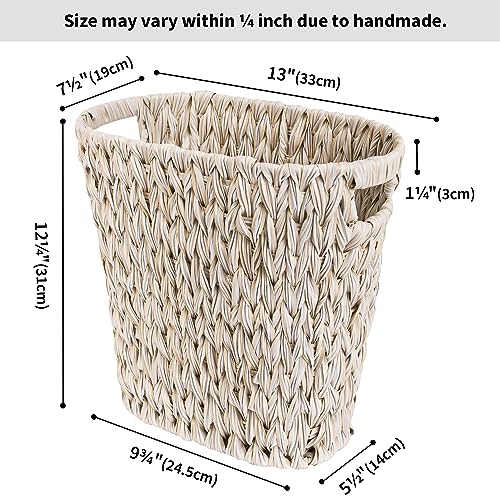 GRANNY SAYS Wicker Trash Can, Wicker Waste Basket for Bathroom, Butter Milk - color: Butter Milk, size: Rectangular - 13"L x 7½"W x 12¼"H
