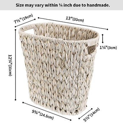 GRANNY SAYS Wicker Trash Can, Wicker Waste Basket for Bathroom, Butter Milk - color: Butter Milk, size: Rectangular - 13"L x 7½"W x 12¼"H
