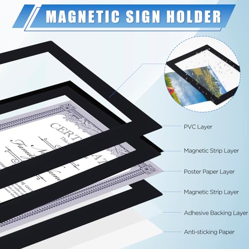 20 Pack Magnetic Sign Holder 4 x 6 inches with Magnetic Border - color: 20 Pack Black, size: 4 x 6