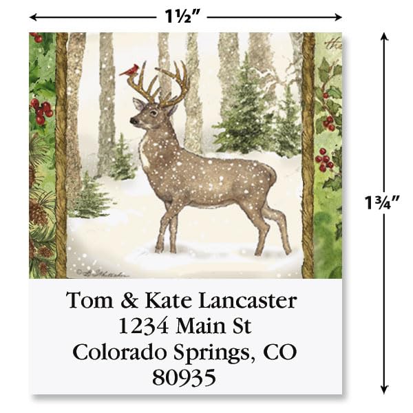 Christmas Pine Square Return Address Labels - Set of 144 1-1/2" x 1-3/4" Self-Adhesive, Flat-Sheet Labels - style: Pine