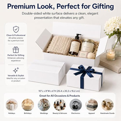 10x8x6 White Shipping Boxes, 25 Pack - size: 10x8x6 Inch