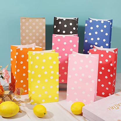 Zhehao 120 Pcs Party Favor Bags, 12 Colors Polka Dot Paper Bags for Kids