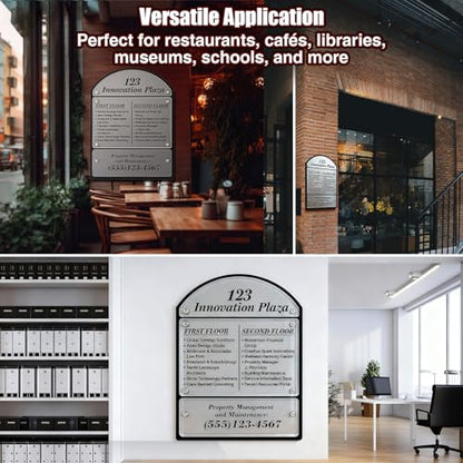 AmazingSpark 25 x 18.5 Inches Wall Mounted Office Sign Acrylic Directory Sign Office Wall Directory Large Signs Holder 6 Panels Black Backing for Restaurant Church Poster Frame Easy Install Board