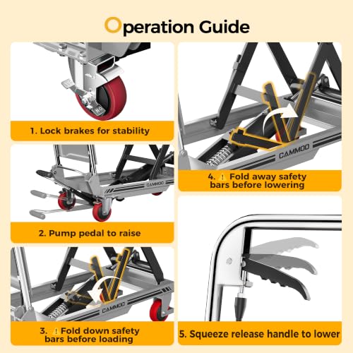 CAMMOO Hydraulic Lift Table Cart, 500 lb Foldable Scissor Lift, Gray - size: 500lbs Gray