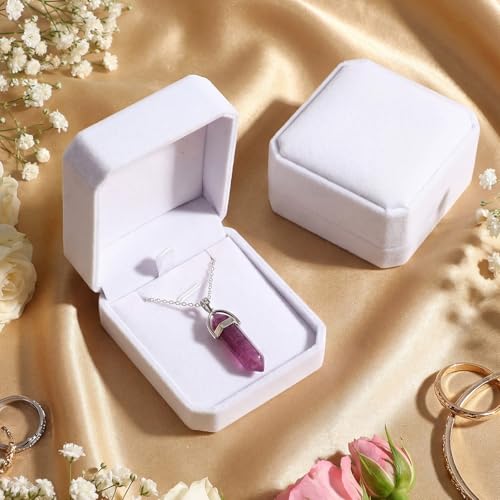 Sureio 24 Pcs Velvet Jewelry Gift Boxes Bulk White - color: White