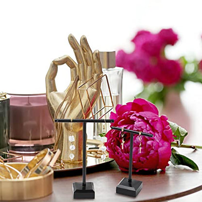 Acrylic Earrings Display Holder T-bar Earrings Stand Holder Tree Stand Countertop Hanging Jewelry Organizer for Necklaces Bracelet - color: Black