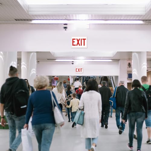 5 Pack Exit Signs, Exit Sign Stickers for Door and Wall Mount - High Visibility Safety Sign, Premium Self-Adhesive Vinyl Easy to Install (White) - color: Exit Sign White