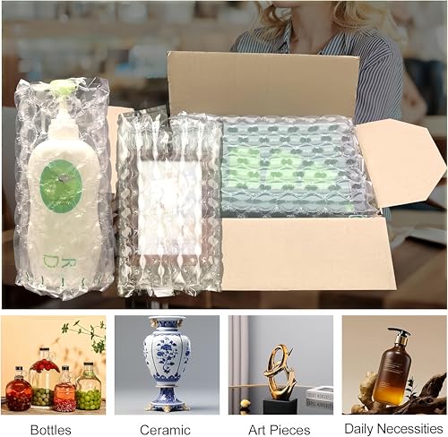 Inflatable Bubble Cushioning Wrap Roll Heavy Duty Bottle Shipper Protector Sleeve 12"x164' Large Size Air Bubbles Packing Supplies for Fragile Items, Air Pillows for Shipping Moving Packaging - size: 12"x164'