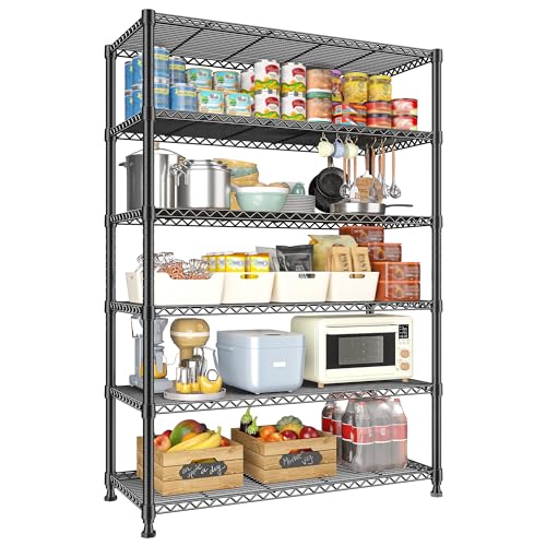 REIBII 6 Tier Metal Shelving, Space Saving & Shelf Adjustable for Kitchen - size: 【6 Tier】75"H X 35"W X 14"D