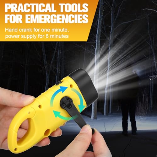 Mudder 6 Pack Hand Crank Flashlights Solar Powered Flashlight, Green,Yellow - color: Green,Yellow