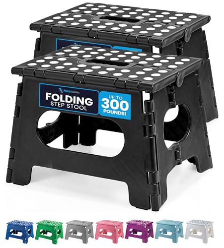 Handy Laundry Folding Step Stool 9 Inch 2-Pack, Black, Holds 300 lbs - color: Black, size: 9 Inch 2-Pack