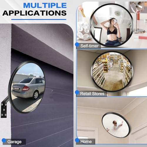 12” Acrylic Convex Mirror for Room, Adjustable Fixing Bracket - size: 12in without brim