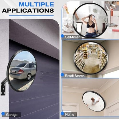 12” Acrylic Convex Mirror for Room, Adjustable Fixing Bracket - size: 12in without brim