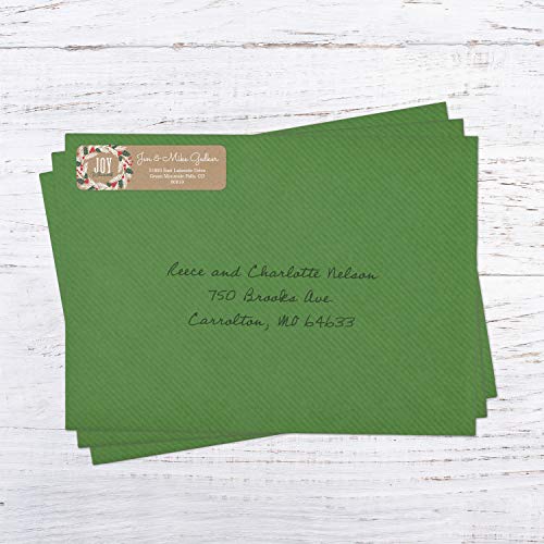 Holiday Faux Kraft Rolled Address Labels/Roll of 500 Personalized Return Address Labels/Designer Return Address Stickers in Elegant Plastic Dispenser - size: 500 Labels, style: Holiday Faux Kraft