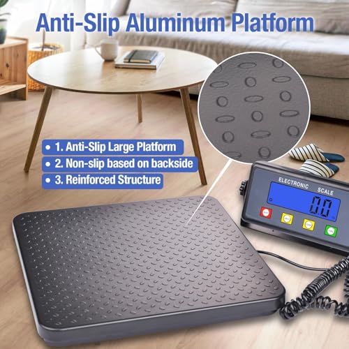 Surmountway Industrial Shipping Scale 440lbs, Anti-Slip Aluminium Platform - size: 440Lbs