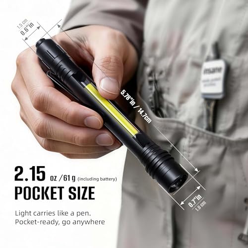 HOKOILN Rechargeable Pen Light, 800LM Dual Beam Flashlight 2 Pack