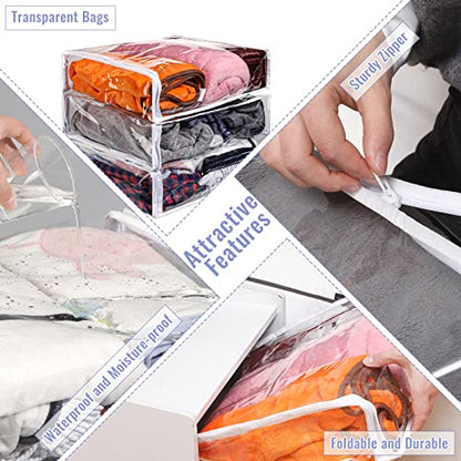 Shappy 6 Packs Clear Plastic Storage Bags with Zipper, 16 X 14 X 4 Inch - size: 16 x 14 x 4 Inch