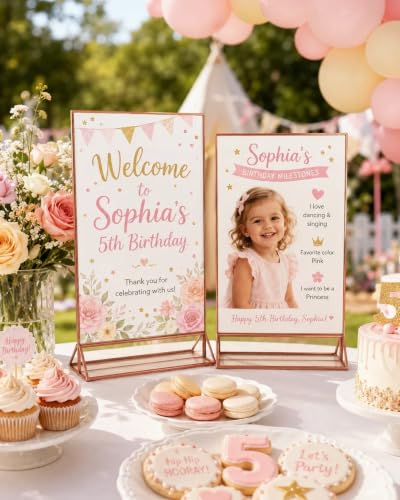 5x7 Acrylic Sign Holders, 6 Pack Rose Gold Picture Frames for Table Numbers - color: Rose Gold, size: 6 Pack 5x7 Inch