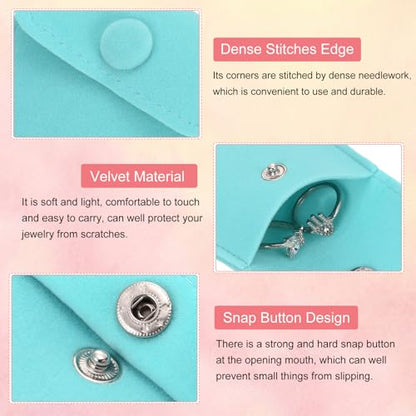PATIKIL 2Pcs Jewelry Pouch 3x3 Inch Velvet Snap Button, Sky Blue - color: Sky Blue, size: 3x3 Inch