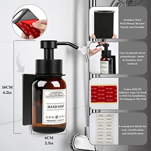 8.5oz Brown Glass Soap Dispenser 2 Pack for Kitchen Bathroom Black - color: Amber Set of 2