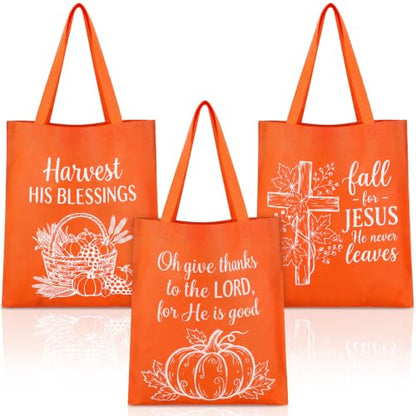 Hosuly 15 Pcs Large Religious Fall Harvest Tote Bags 15 x 17 Nonwoven Bag - style: Fall Religious