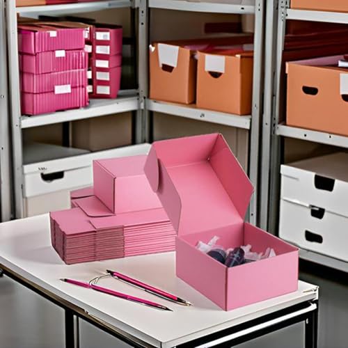 8x8x4 inch Pink Shipping Boxes for Small Business- Set of 25 - color: Pink, size: 8x8x4 Inch