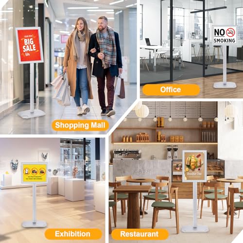 Sign Holder Stand 11x17 Inch, Heavy Duty Pedestal Floor Sign Stand - color: Silver, size: 11x17 in