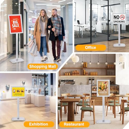 Sign Holder Stand 11x17 Inch, Heavy Duty Pedestal Floor Sign Stand - color: Silver, size: 11x17 in
