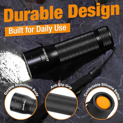 EverBrite Mini Flashlight, Zoomable LED Flash Light, 3 Modes, 3AAA Batteries Included, Handheld Small Flashlight for Camping, Emergency, Home – Black (Pack of 2) - color: Black, size: Small (Pack of 2)