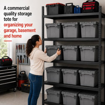 Storage Bins with Lids Heavy Duty Stackable Storage Box - size: 25" x 15" x 14"