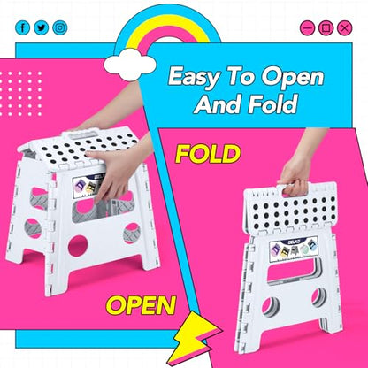 Delxo Folding Step Stool 13 inch 2 Pack,300 Lbs Step Stool for Kids&Adults - color: White, size: 13 Inch-2 Pack