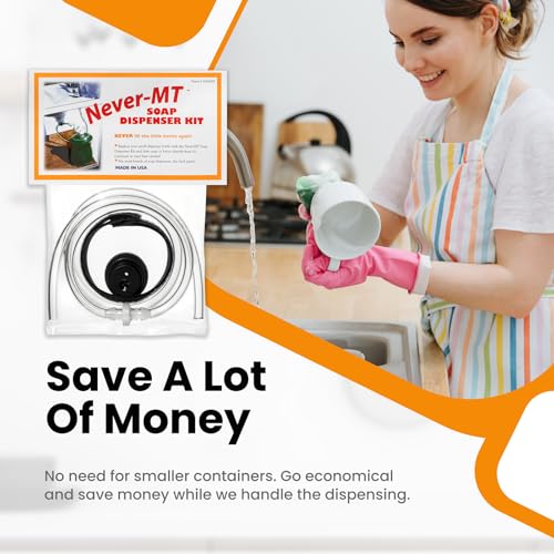 Kitchen Sink Soap Dispenser Extension Tube Kit - Made in The USA - The Original Under Sink Soap Dispenser Conversion Kit - Never Fill The Little Bottle Again!