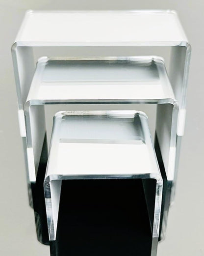 Acrylic Display Risers – 3‑Piece Small Riser Set (5×2×3, 6×2×3.5, 7×2×4) – Clear 1/8" Acrylic Stands for Jewelry, Mini Collectibles, Retail Displays, Craft Shows (Mirror) - color: Mirror