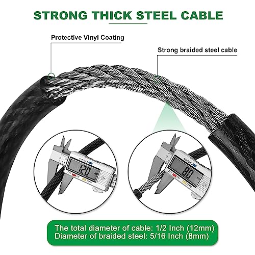 7 ft x 1/2" Heavy Duty Cut-Proof Security Cable, Kayaking & Outdoor Equipment - size: 7FT