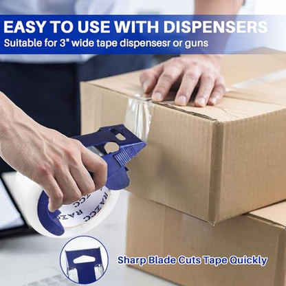 RAZCC Clear Packing Tape, 24 Rolls Heavy Duty Packaging Tape with Dispensers for Packing Shipping Moving and Sealing, Thicker Packing Tape-2" x 65 Yards Per Roll, 1560 Total Yards - size: 2"-24 Rolls